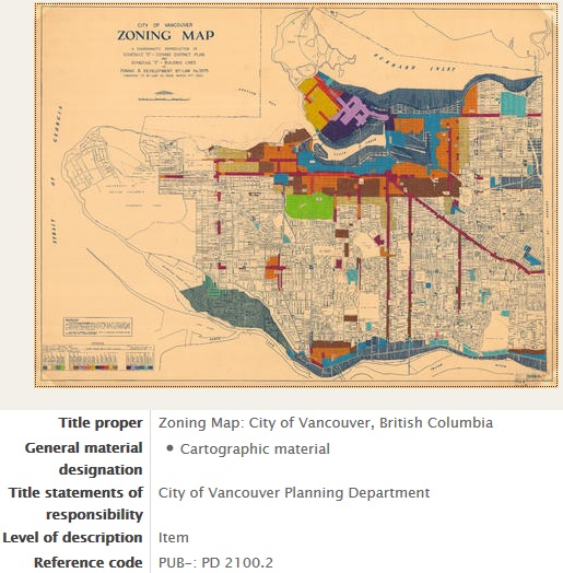 Zoning Map: City of Vancouver, BC, from the Vancouver archives PUB-: PD 2100:2