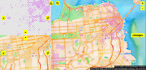 "Watercolor map of SF with a shapefile"